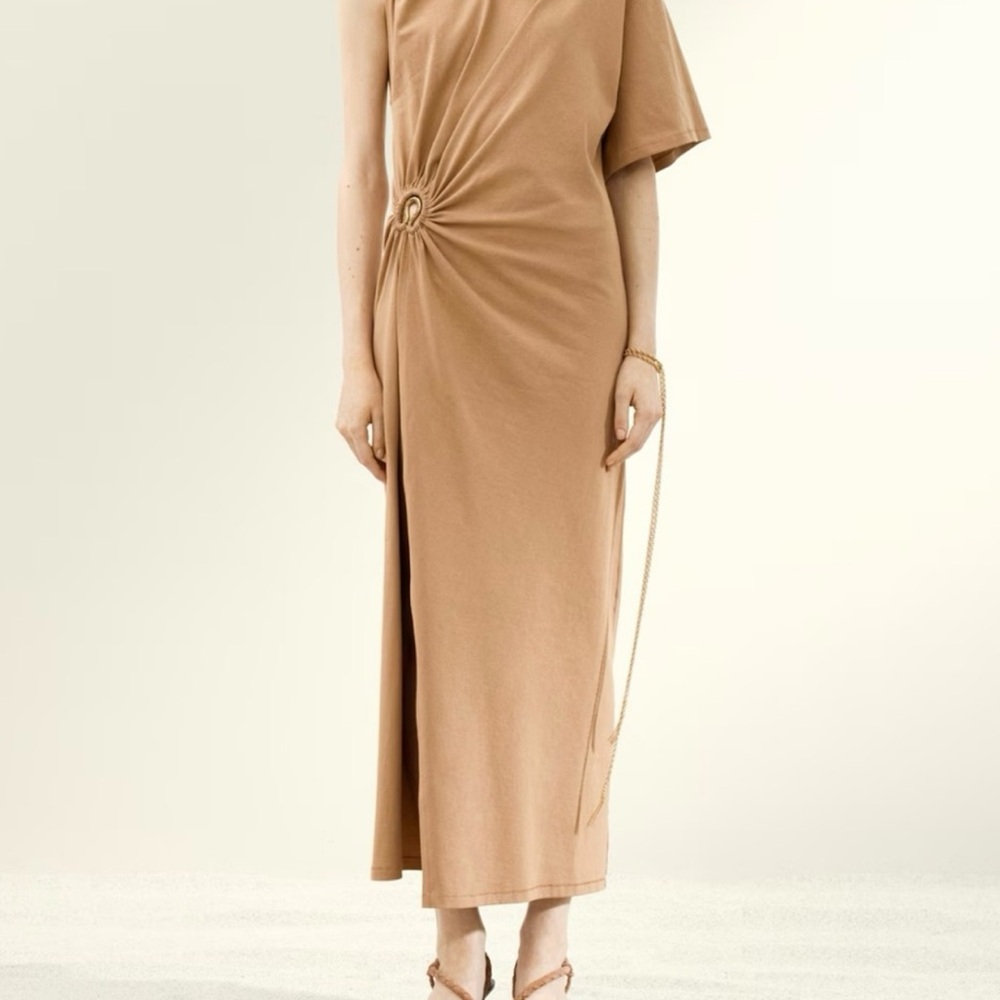 H&M Asymmetrical Dress in Warm Tan